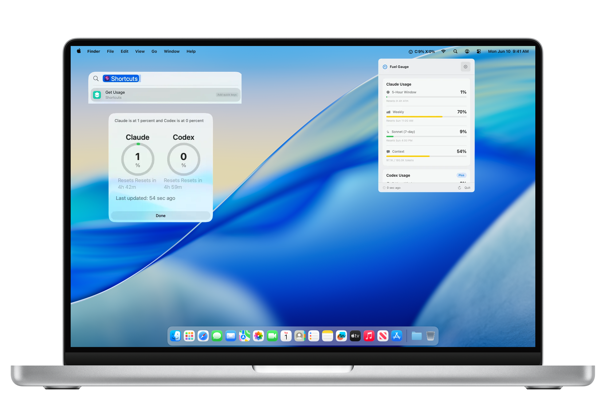 Fuel Gauge running on a MacBook